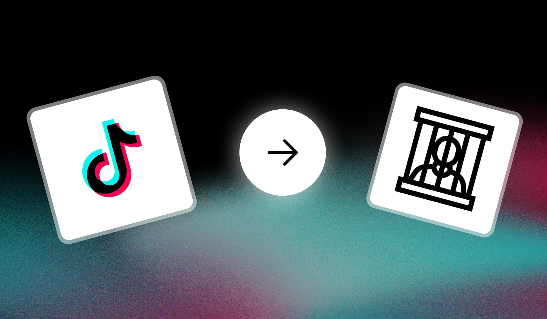 TikTok logo and jail icon with an arrow in between