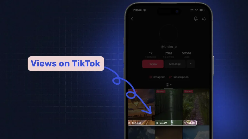 Highlighting the view count of 3 TikTok videos