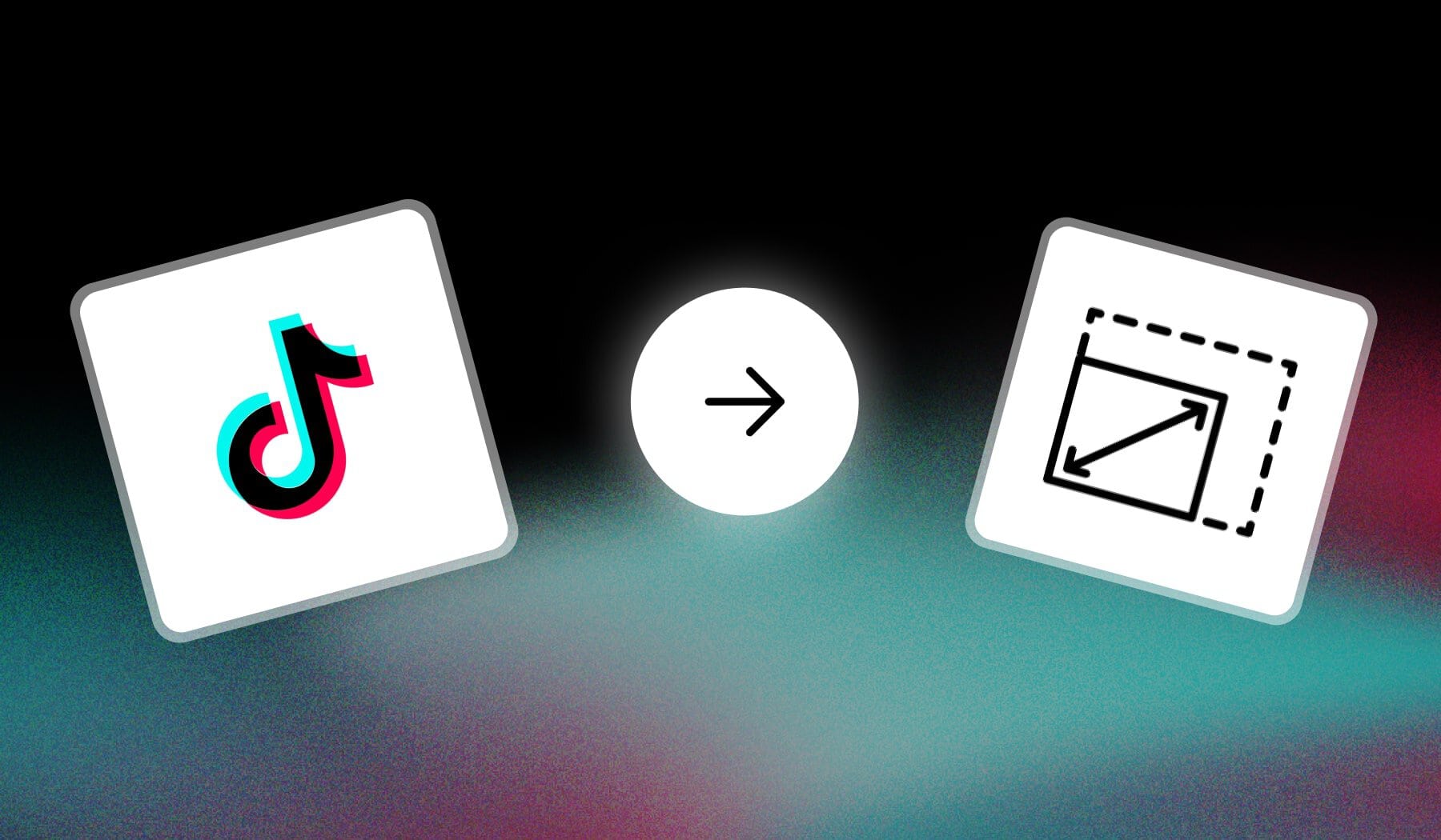 TikTok logo and screen-resolution icon with an arrow in-between