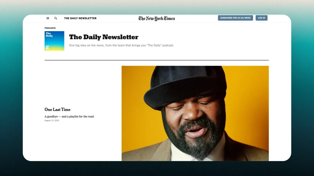 Email newsletter of The Daily podcast