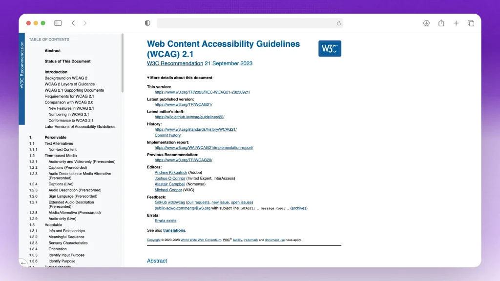 Web Content Accessibility Guidelines (WCAG) 2.1