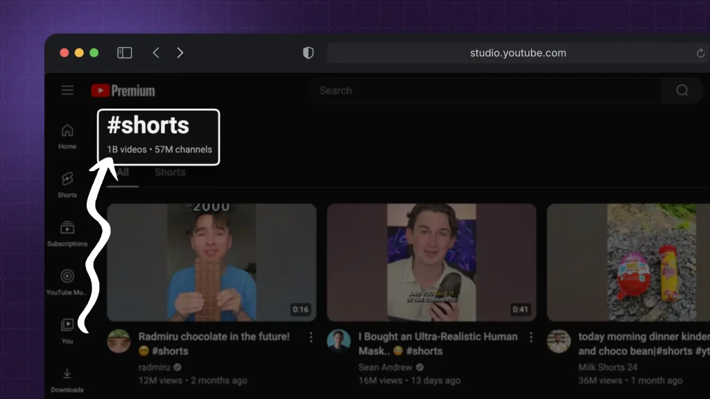 Pointing out that the hashtag #shorts has over 1B videos on YouTube Shorts