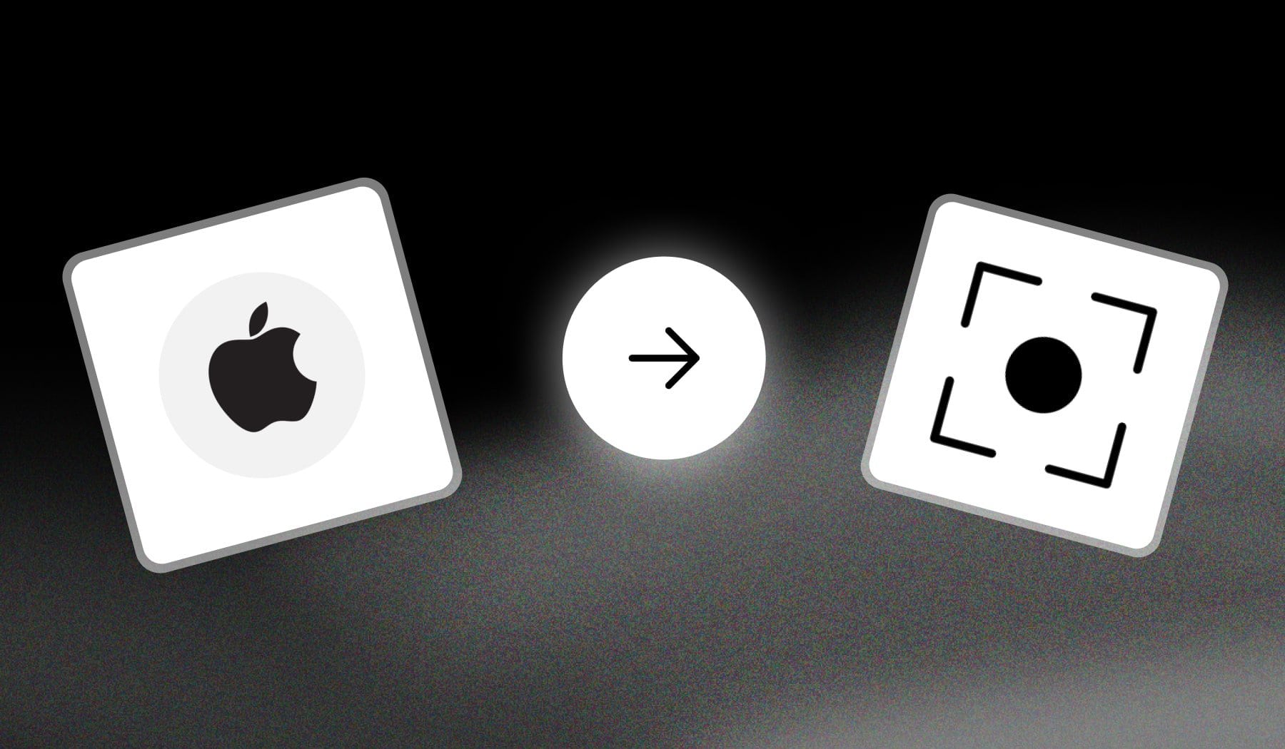 Apple logo and screen record icon with an arrow in-between