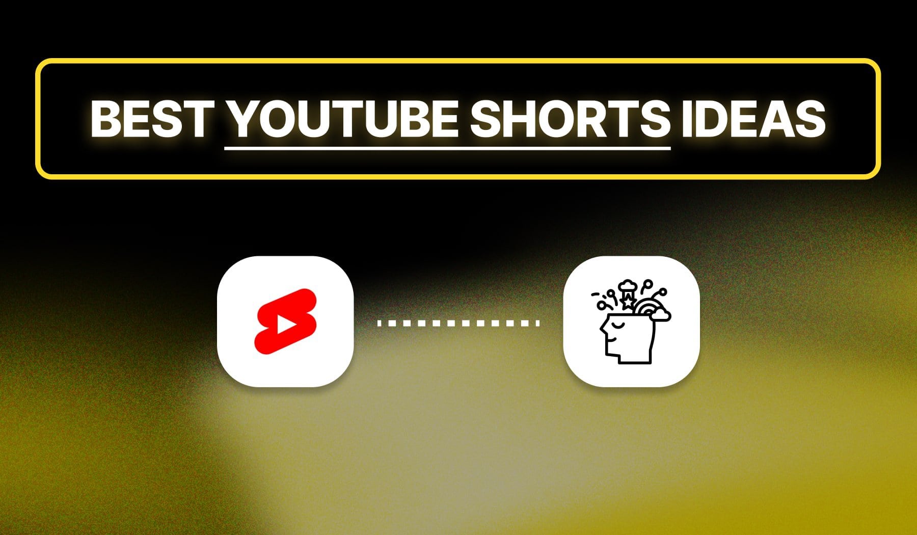 YouTube Shorts logo and idea icon with a dashed line in between