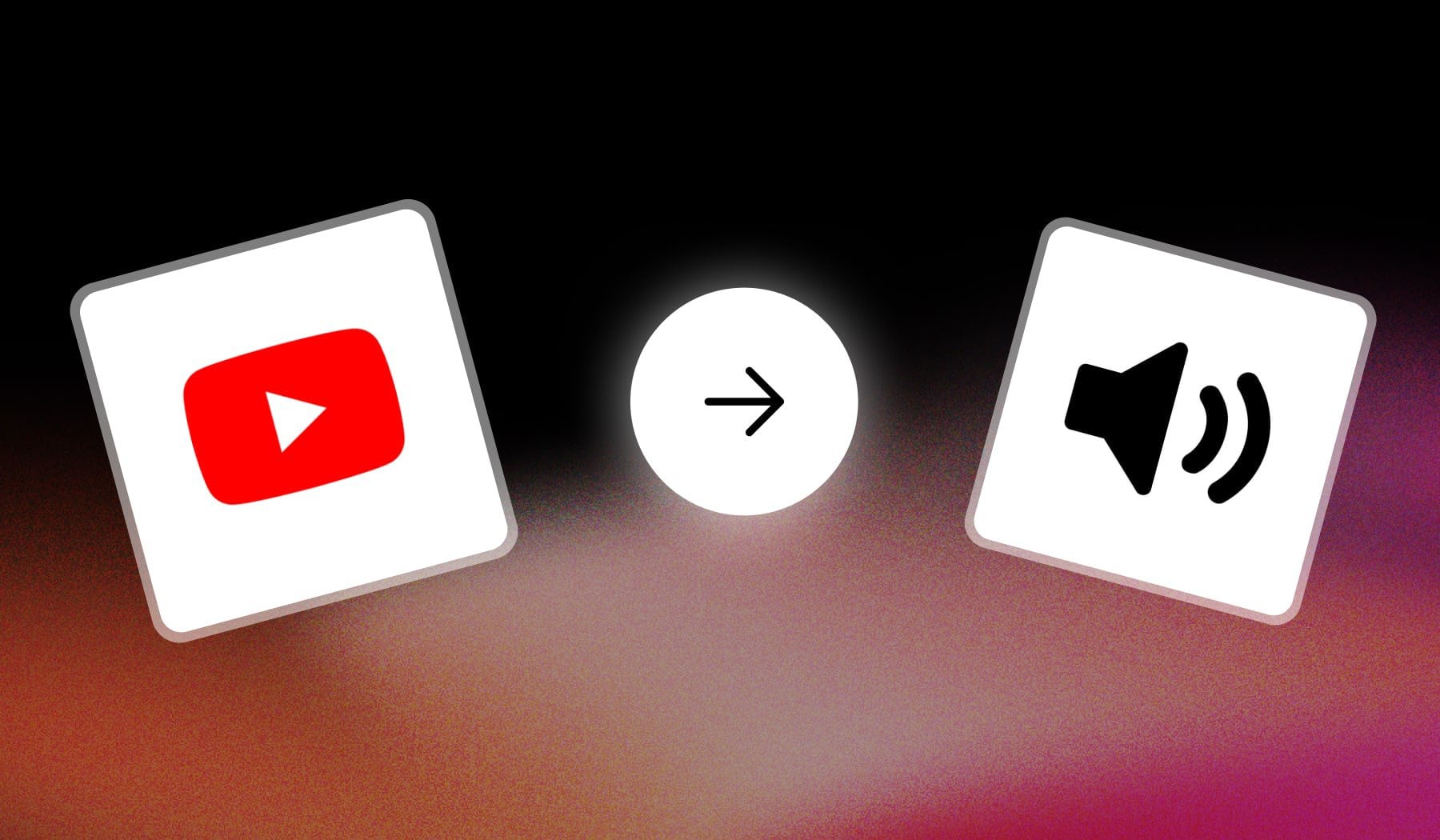 YouTube logo and sound-effect icon with an arrow in between