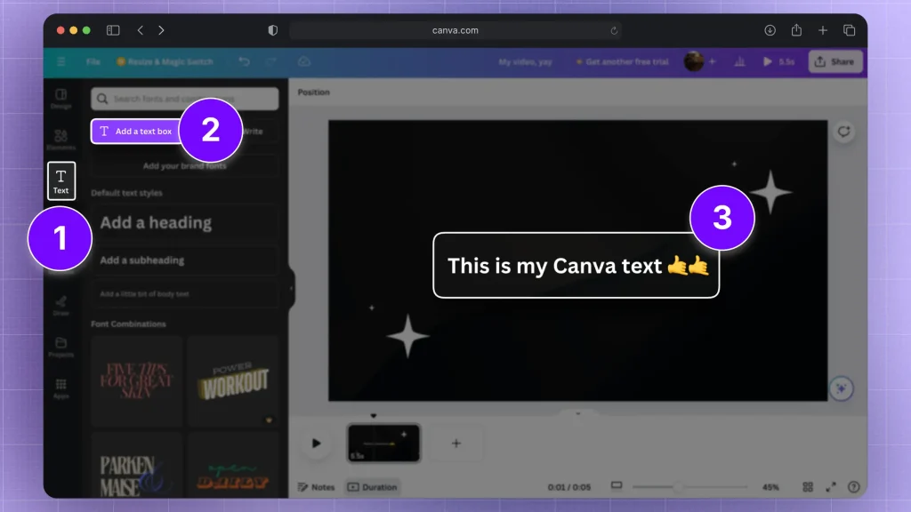 How to add text to a Canva video