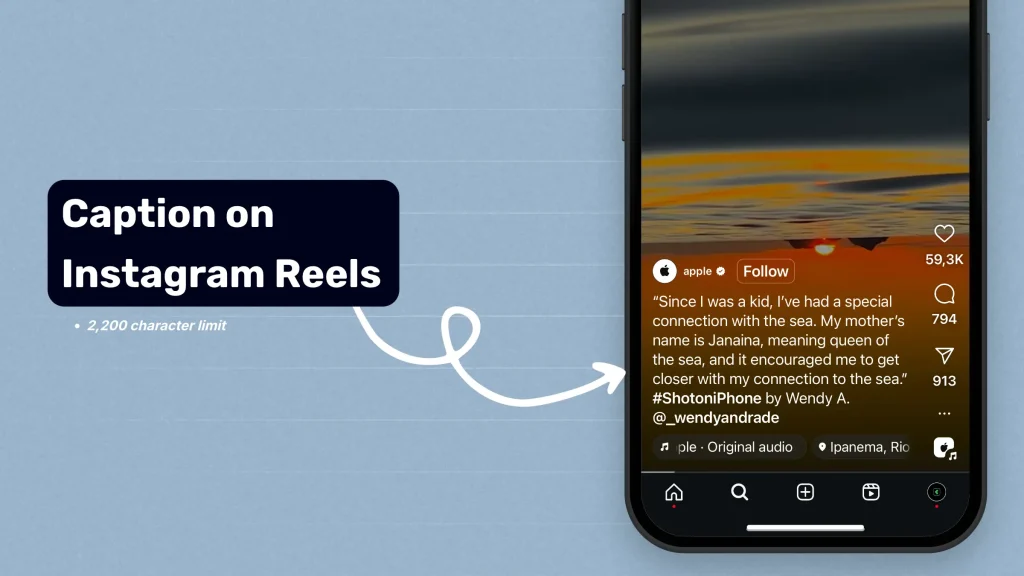 Caption on Instagram Reels