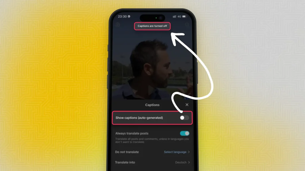 Turning off the auto-captions feature on TikTok