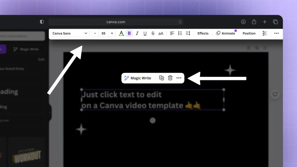 How to edit text on a Canva video template