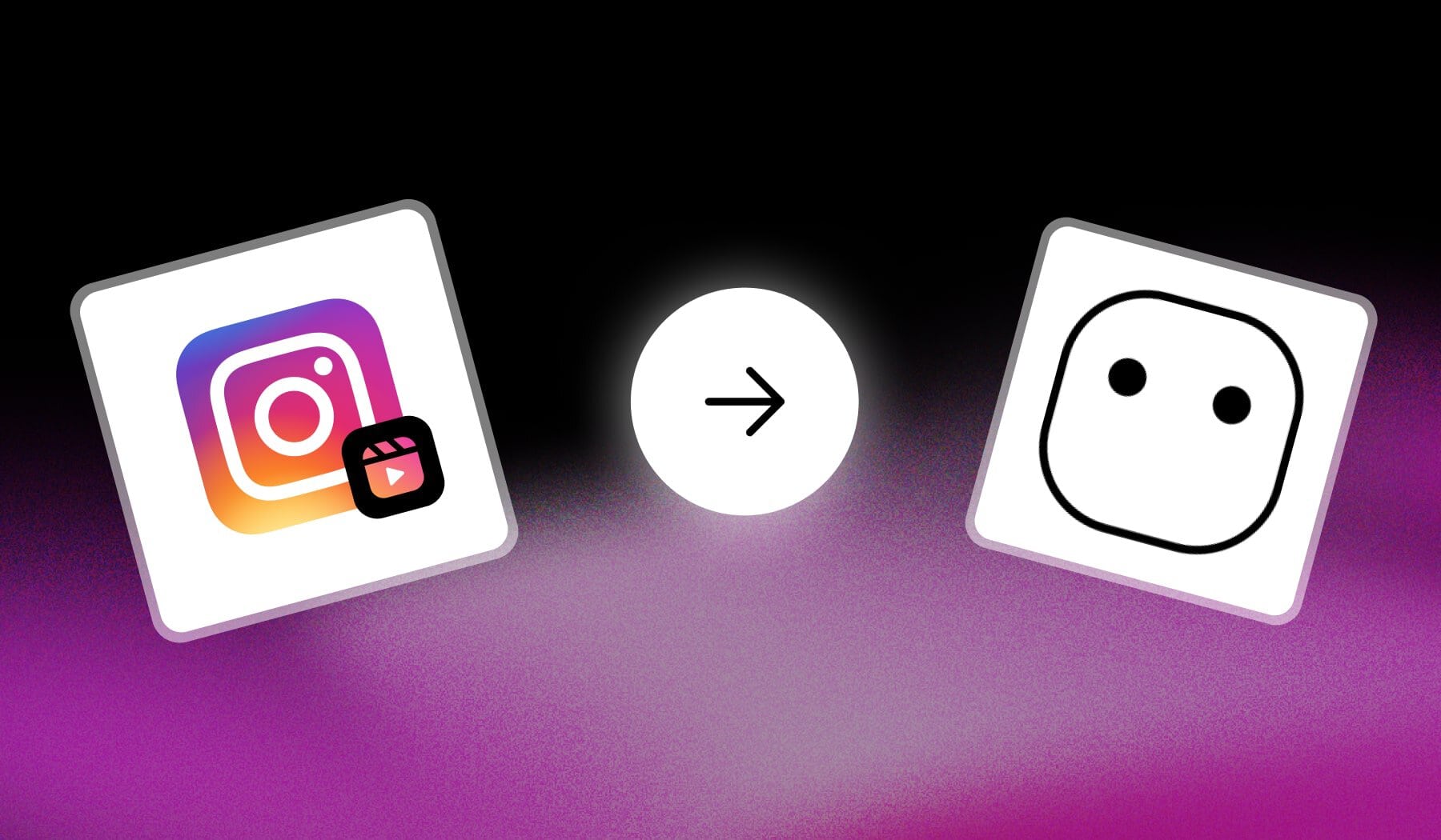 Instagram Reels logo and faceless icon with arrow in between