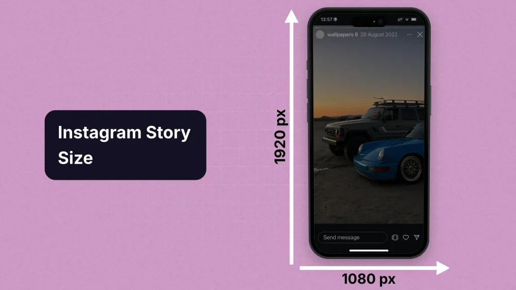 Infographic explaining the size of an Instagram Story