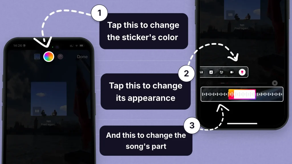 How to change the appearance of the Instagram Music sticker