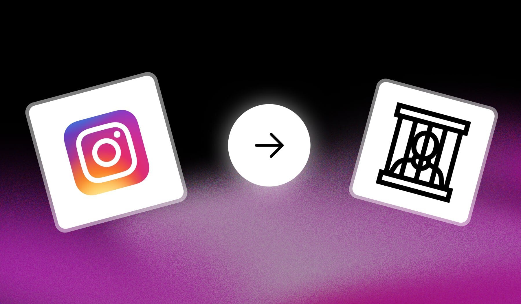 Instagram logo and prison icon with arrow in between