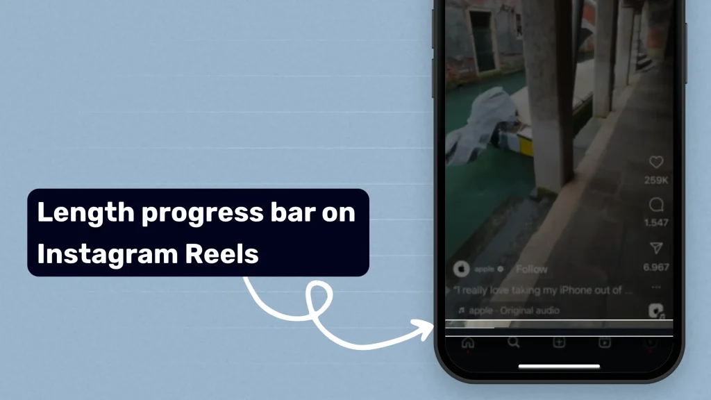 Highlighting the video-progress bar (length) on Instagram Reels