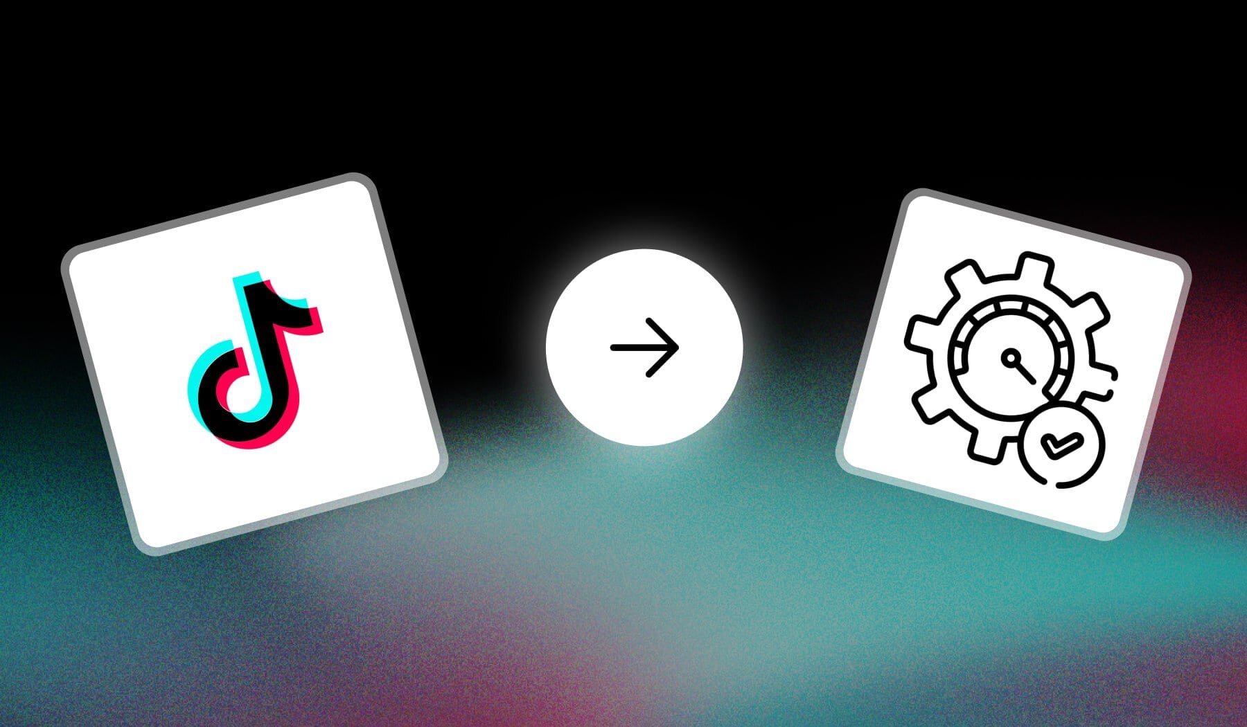 TikTok logo and optimizing-gear icon with arrow in between