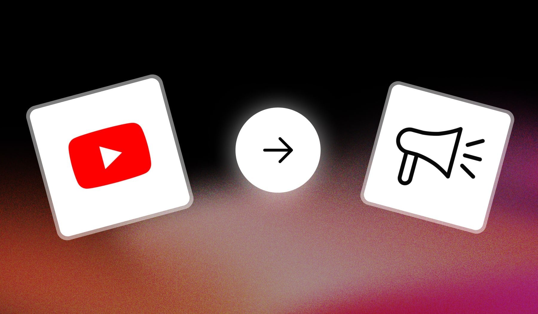 YouTube logo and promotion icon with an arrow in between