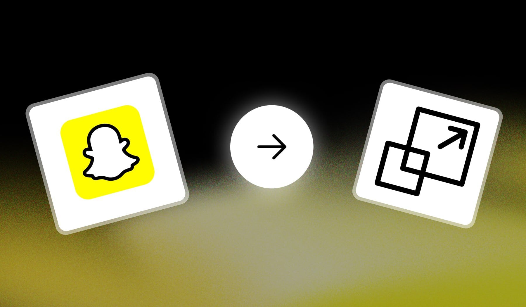 Snapchat logo and resize icon with arrow in between