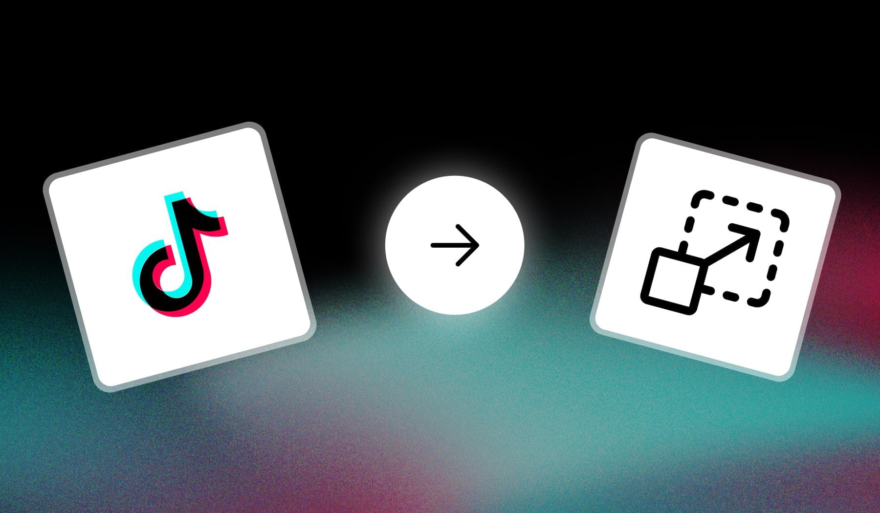 TikTok logo and 'resize' icon with arrow in between