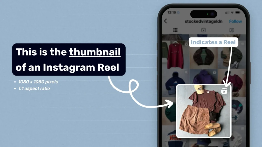 Infographic highlighting the thumbnail of IG Reels