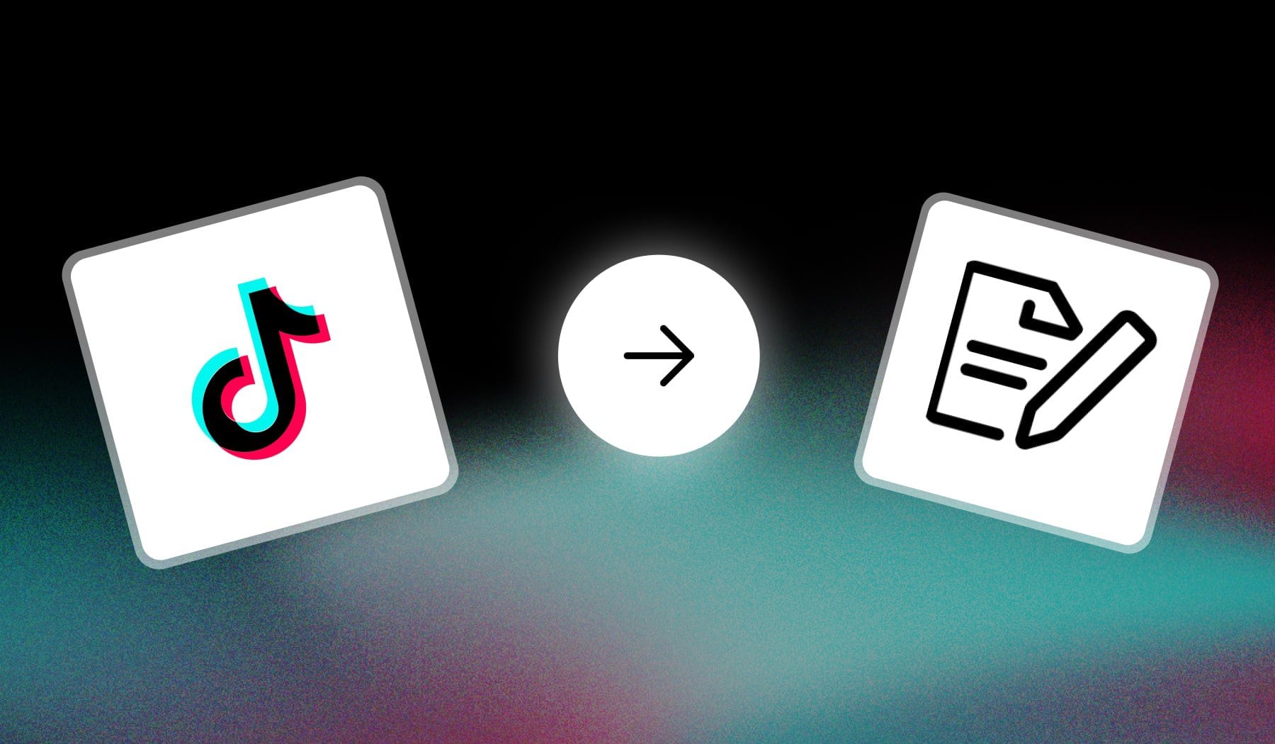 TikTok logo and pen-and-paper icon with an arrow in between