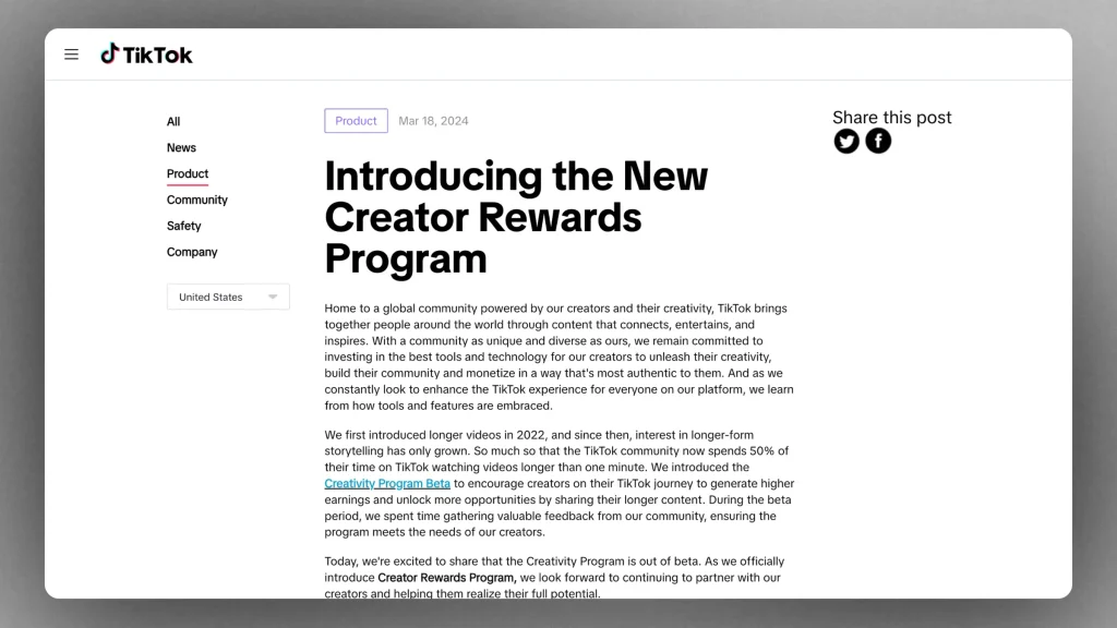 TikTok: Introducing the New Creator Rewards Program