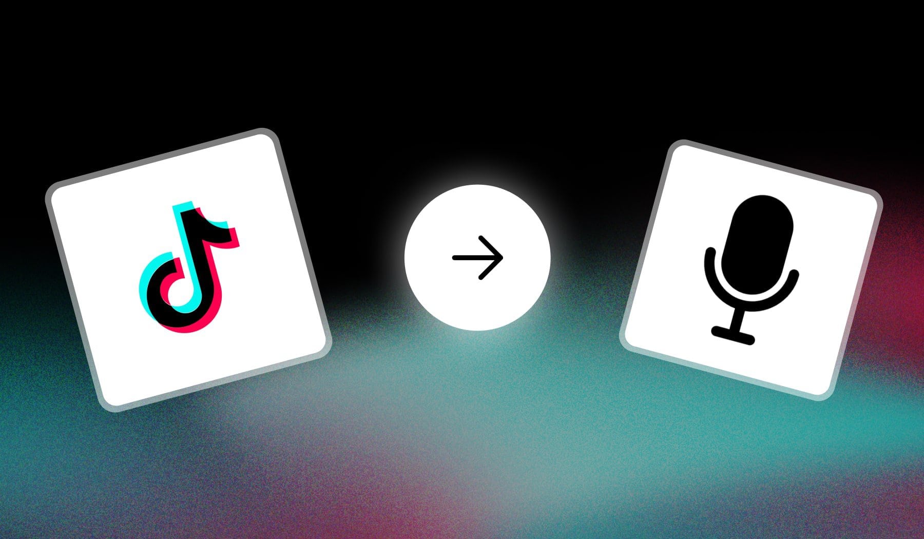 TikTok logo and microphone icon with arrow in between