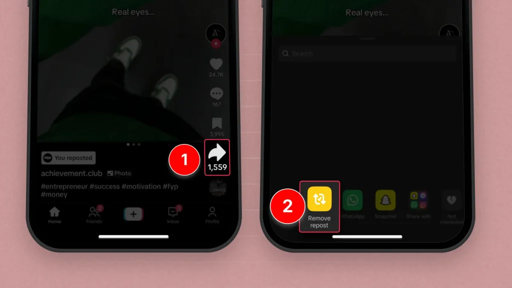 How to undo a TikTok repost
