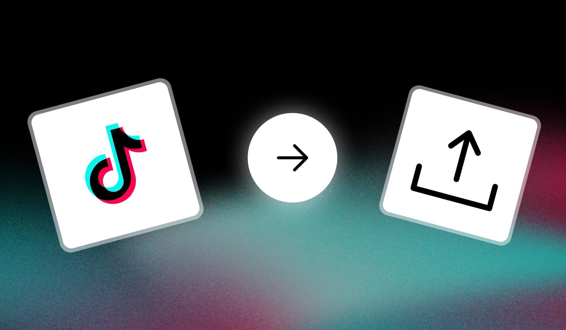 TikTok logo and Upload icon with arrow in between