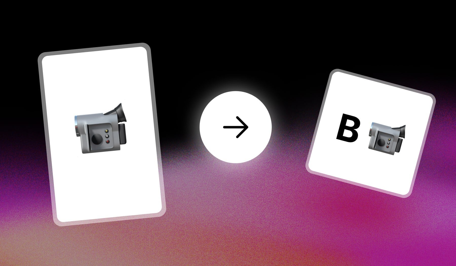 Camera emoji and b-roll icon with an arrow in-between