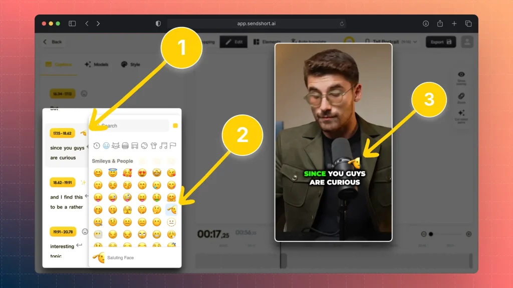 How to edit emoji subtitles in SendShort
