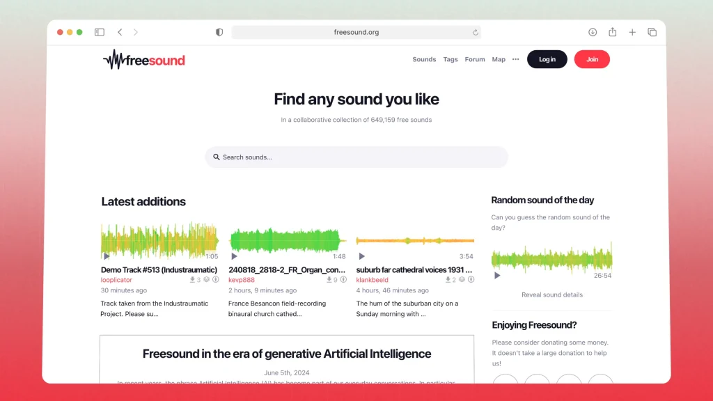 Freesound website