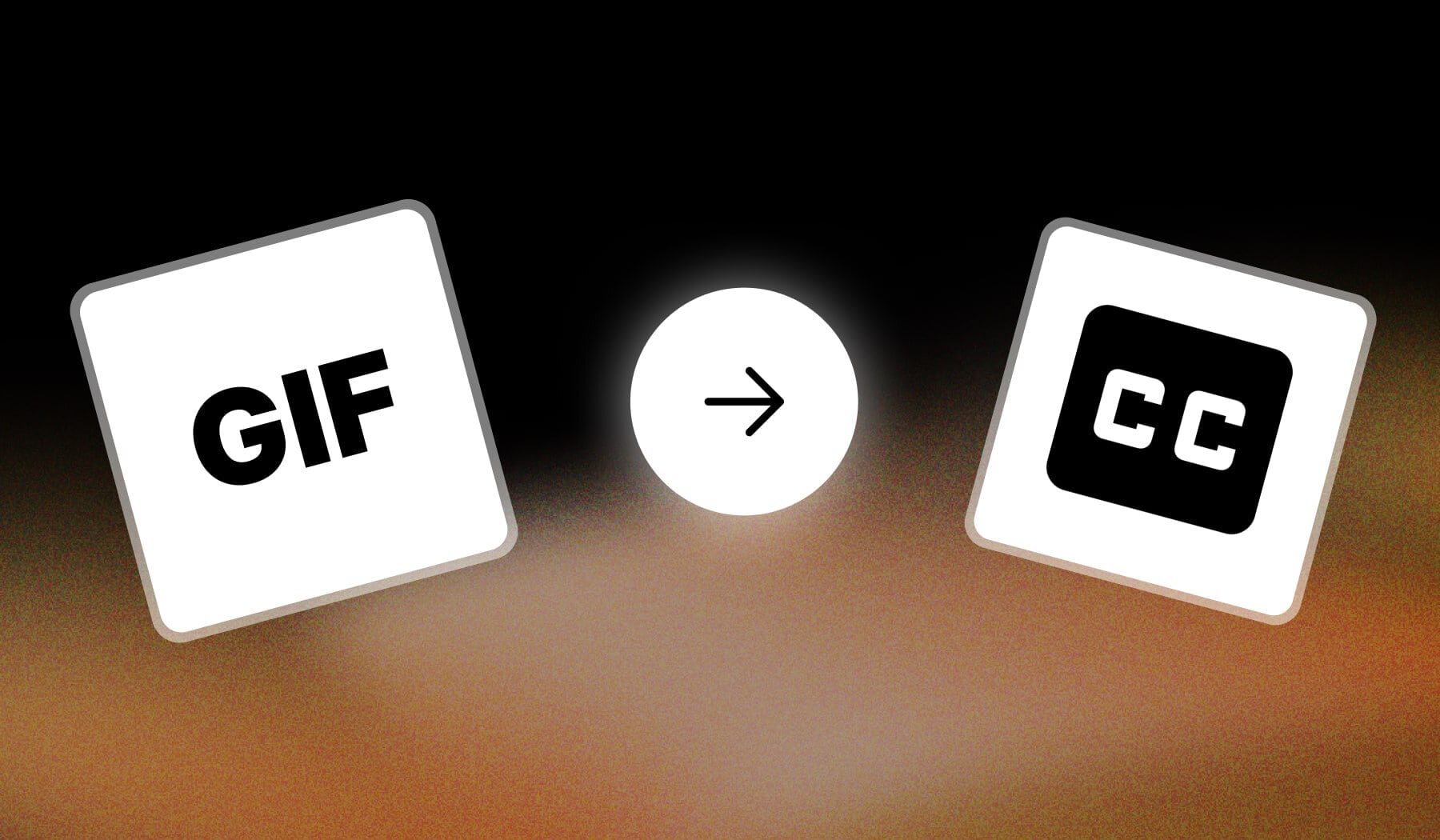 GIF file icon and Closed Captioning icon with an arrow in-between