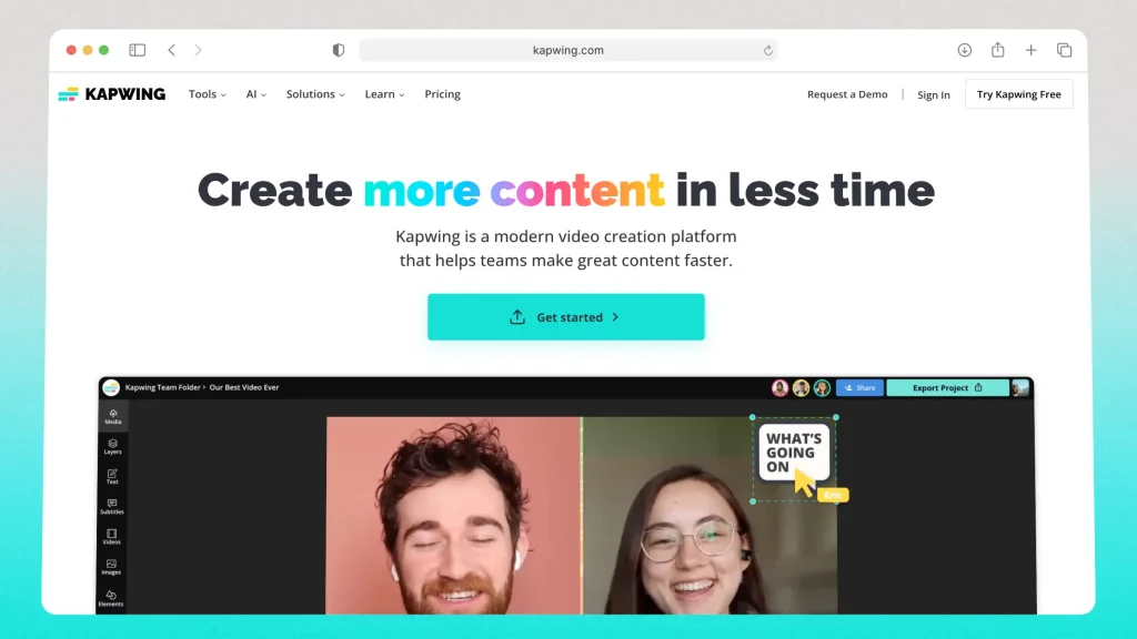 kapwing.com website homepage
