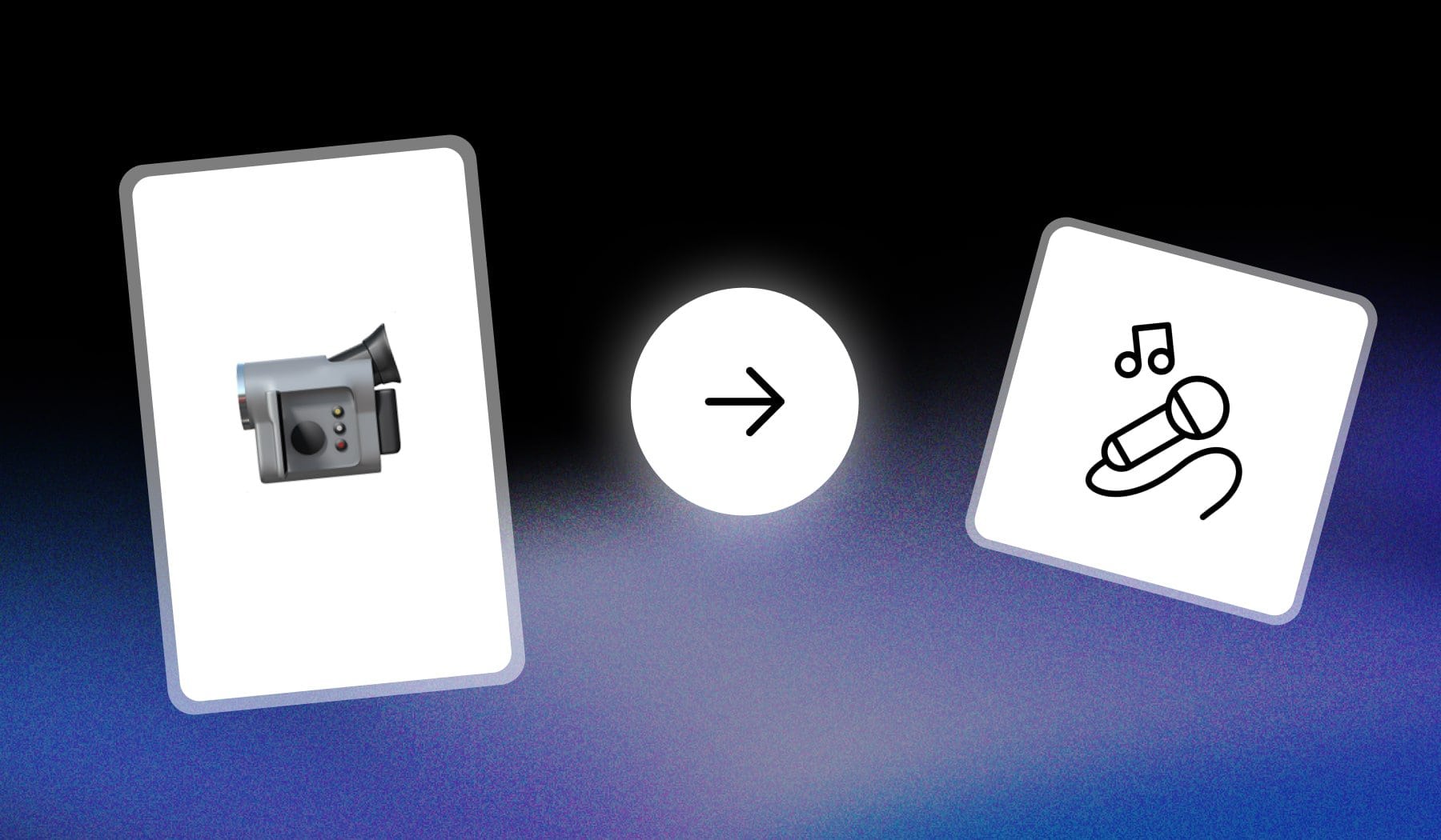 Video camera emoji and karaoke icon with an arrow in-between