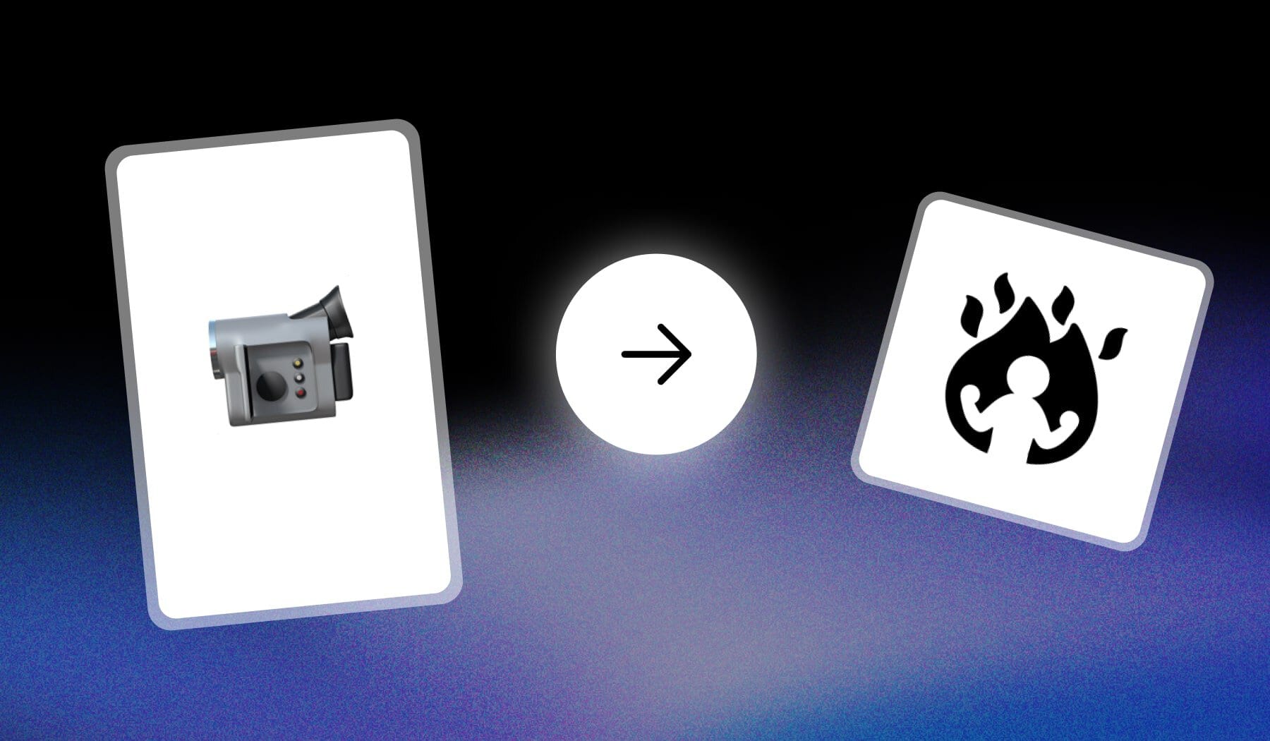 Apple video camera emoji and motivational icon with arrow in between