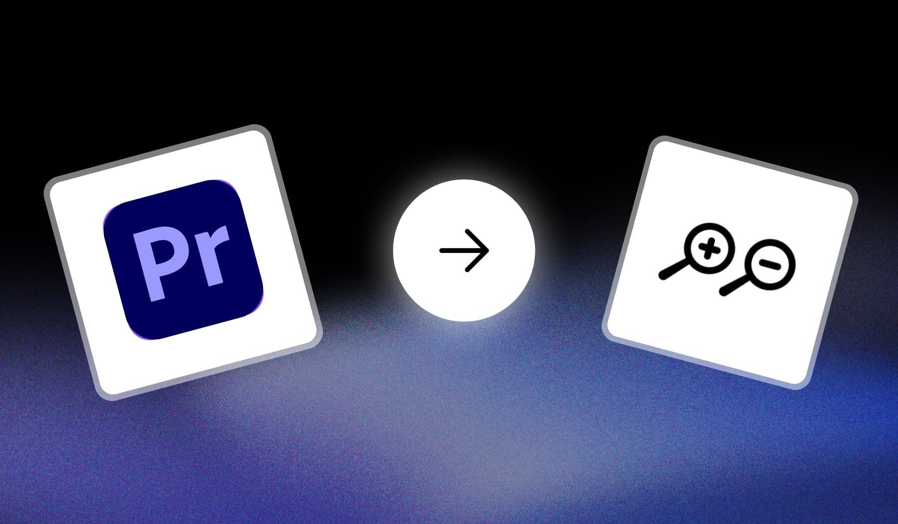 Adobe Premiere Pro logo and Zoom icon with an arrow in-between