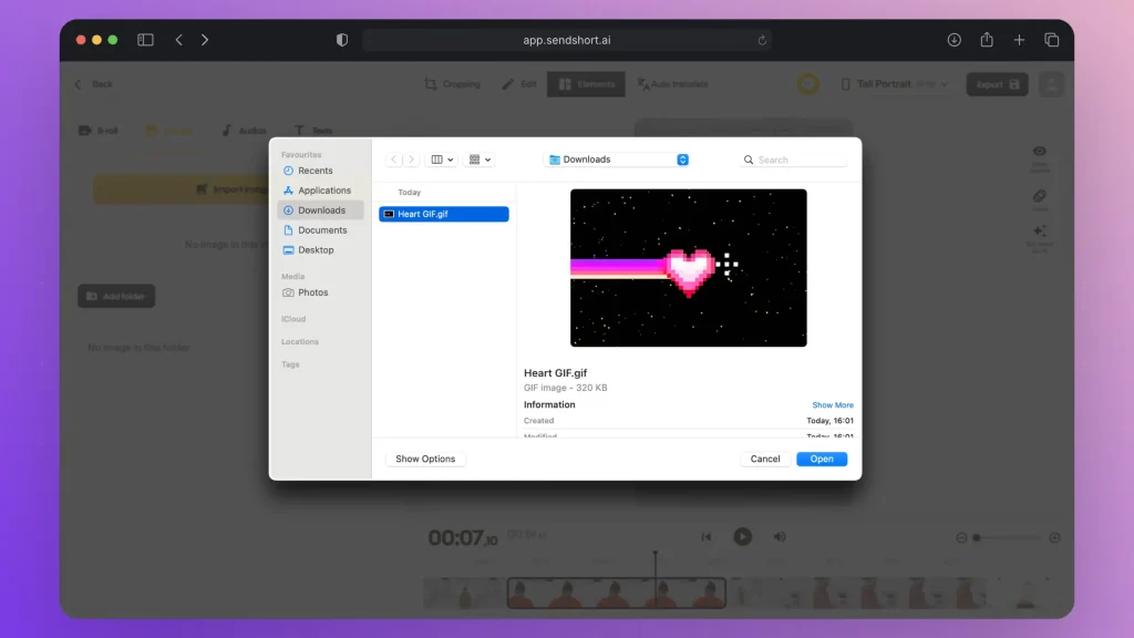 How to upload images, GIFs and other media in SendShort