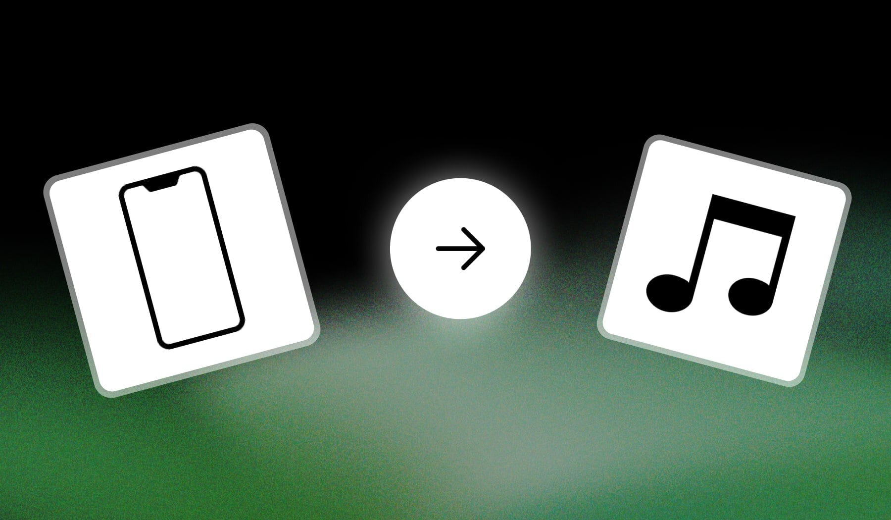 iPhone icon and musical note icon with an arrow in-between