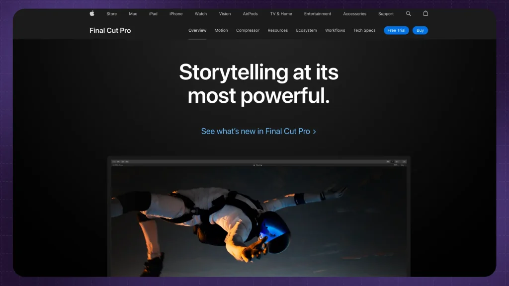 Final Cut Pro landing page