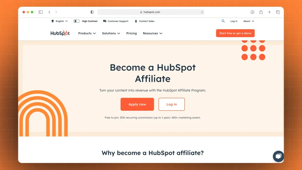 HubSpot's affiliate program