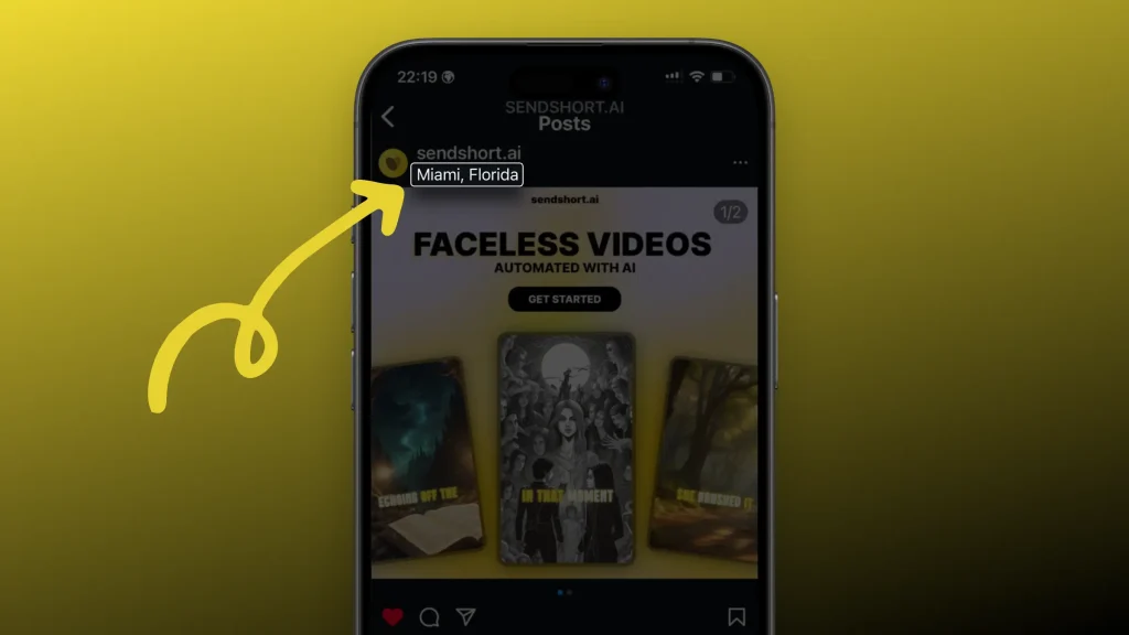 Highlighting the location of an Instagram post: Miami, Florida