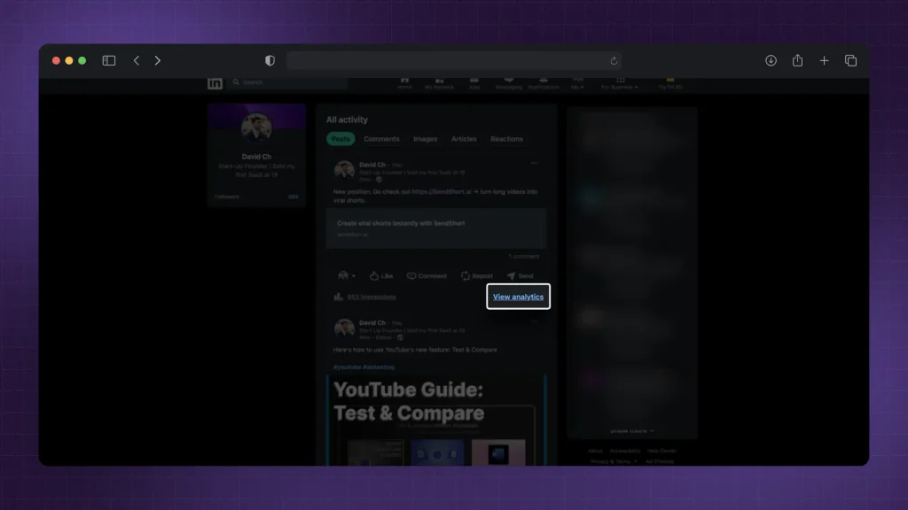 How to see LinkedIn analytics on PC