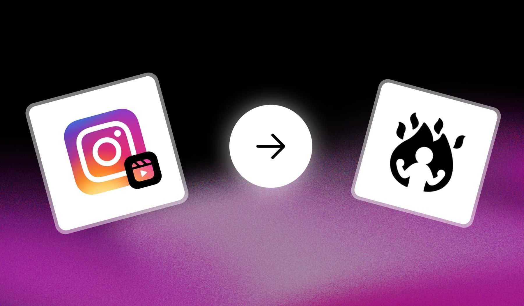 Instagram Reels logo and Motivational icon, with an arrow in between