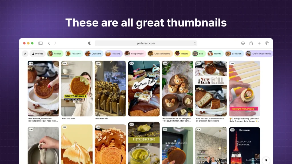 Collection of great Pinterest video thumbnails