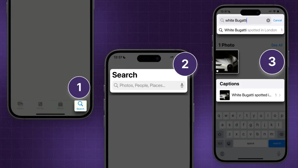 How to search for captioned photos on the iPhone "Photos" app