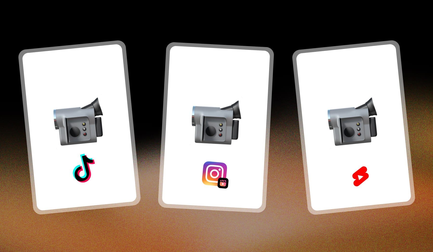 Illustration of Three Short-Form Video Files: TikTok, Instagram Reels, and YouTube Shorts