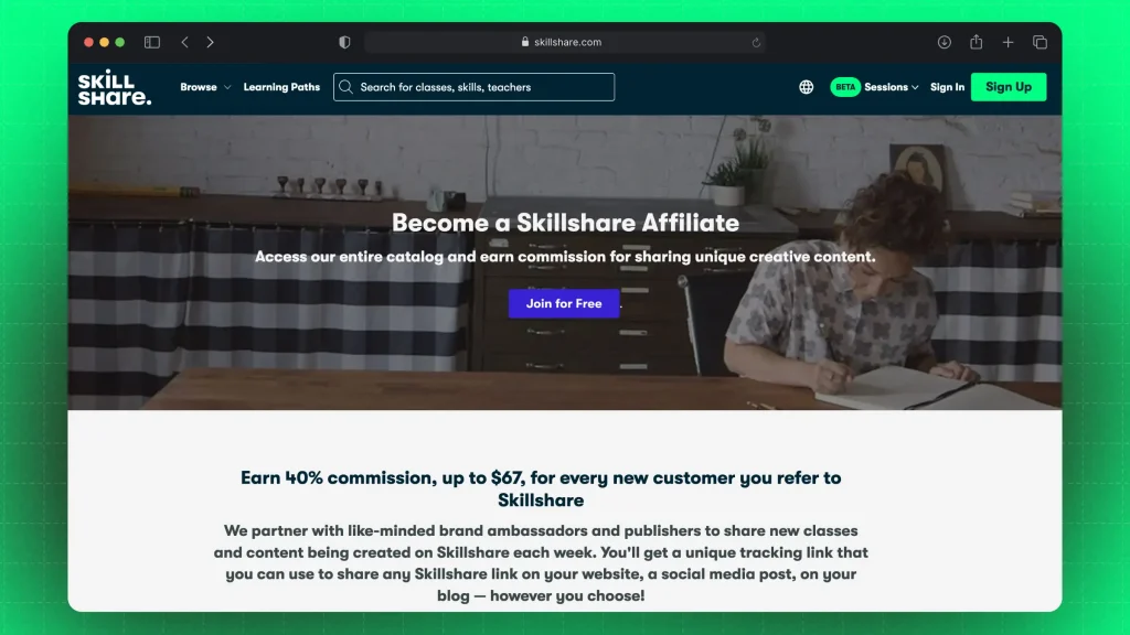 Skillshare's affiliate program