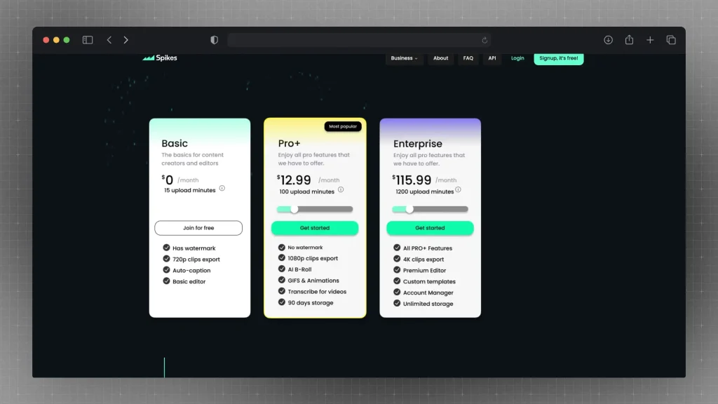 Spikes.Studio pricing plans