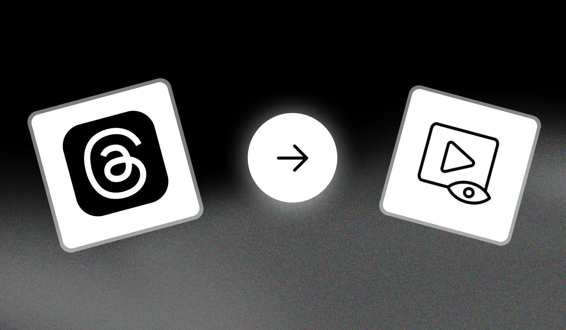 Threads logo and Viral Video icon with an arrow in-between