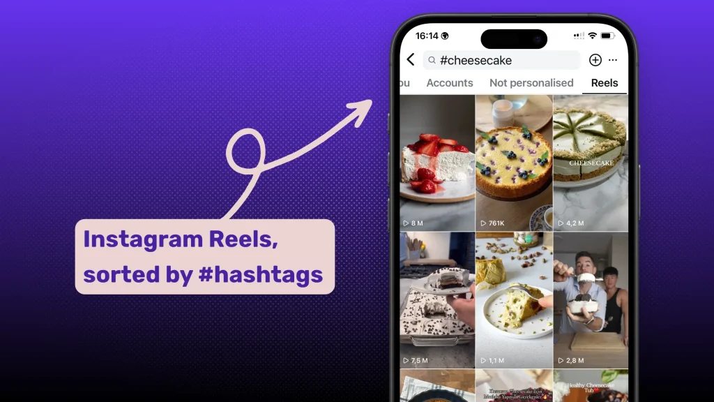 Sorting posts on Instagram Reels by hashtags